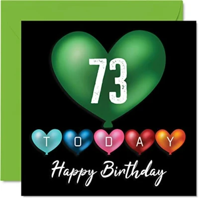 Abbildung von Lustige Geburtstagskarte zum 73. Geburtstag für Männer und Frauen Herzballons Happy Birthday Karte Vater, Mutter, Großvater, Oma, Onkel, Tante, 145 mm x
