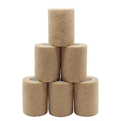 Abbildung von 6 Stück Bandage und Tape blau kohäsive selbstklebend Haut Farbe Sport 7,5 cm Verbände