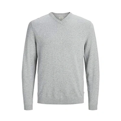 Abbildung von JACK &amp; JONES Herren JJEBASIC Knit V Neck NOOS 12137194, Light Grey Melange, XXXL