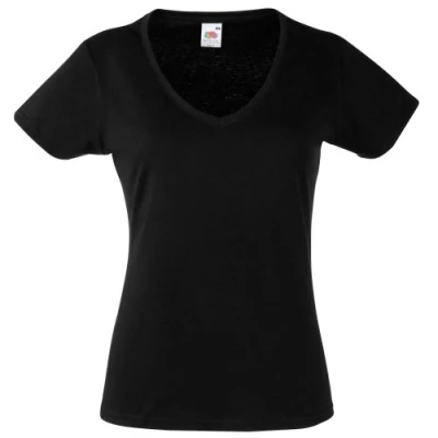Abbildung von Fruit of the Loom Damen T Shirt Valueweight V Neck Lady Fit 61 398 0, Farbe:schwarz, Größe:2XL