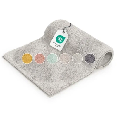 Abbildung von Blumtal Badematte 50x80 cm Hochflor Oeko TEX zertifizierter Badteppich Badematten &amp; Badteppiche Duschvorleger Badvorleger rutschfest waschbar Bath Mats Bad Teppich in Dunkelgrau