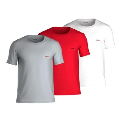 Abbildung von HUGO 3 PACK Nachtwäsche Shirt, Herren, Größe: Medium, White/grey/red