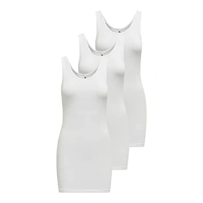 Abbildung von ONLY Damen Onllive Love Long Tank Top 3 pack Cs Jrs, White/Pack:+ 2 White, S