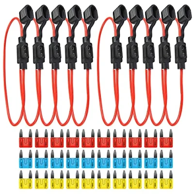 Abbildung von GTIWUNG 10 Stück Sicherungshalter für KFZ Sicherungen mit Voll Vergossenem Gehäuse Flachsicherung Halter Wasserdicht Auto Inline Blade Fuse Holder, Kleine