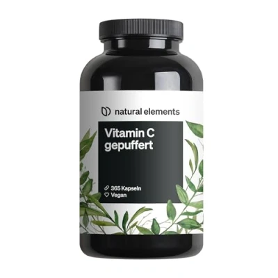 Abbildung von Vitamin C 500mg 365 Kapseln Premium: Aus pflanzlicher Fermentation &amp; gepuffert (pH neutral, säurefrei, magenschonend) Laborgeprüft, vegan und in Deutschland produziert