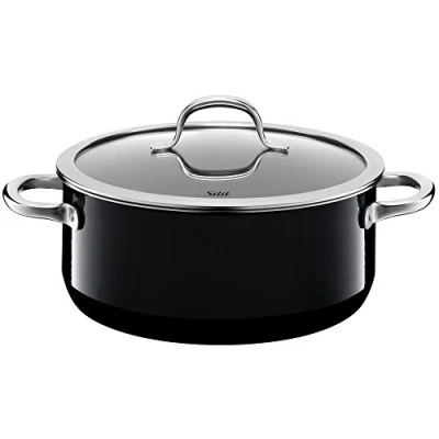 Abbildung von Silit Passion Black Kochtopf groß 24cm, Glasdeckel, Bratentopf Induktion 4,4l, Silargan Funktionskeramik, Nudeltopf schwarz