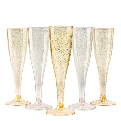 Abbildung von MATANA 120 Premium Sektgläser Plastik mit Silber &amp; Goldglitter, 133ml Kunststoff, Mehrweg, Sektflöten Plastik, Champagner Gläser, Proseccogläser für Hochzeiten Partys
