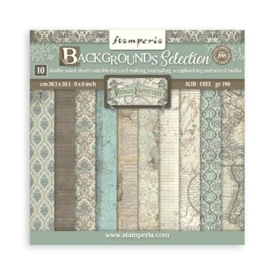 Abbildung von Scrapbooking Small Pad 10 sheets cm 20,3X20,3 (8&quot;X8&quot;) Backgrounds Selection Voyages Fantastiques