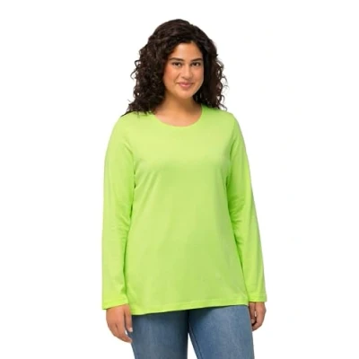 Abbildung von Ulla Popken Damen Langarm T Shirts, limettengrün, 46 48