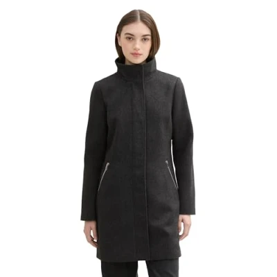Abbildung von TOM Tailor Denim Klassischer Mantel, Damen, Größe: Medium, Grey herringbone