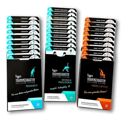 Abbildung von figgrs® 3er Set &quot;Gesunder Rücken&quot; 3 Kartensets a 57 Trainingskarten mit 150 Fitnessübungen ohne Gerät für einen starken &amp; gesunden Rücken