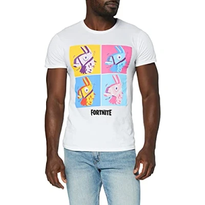 Abbildung von Fortnite Llama Pop Art T Shirt, Adultes, S 2XL, Weiß, Offizielle Handelsware