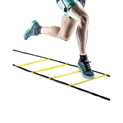 Abbildung von QWORK® Koordinationsleiter mit Tragetasche 6M 12 Sprossen Trainingsleiter Fussball Trainingszubehör