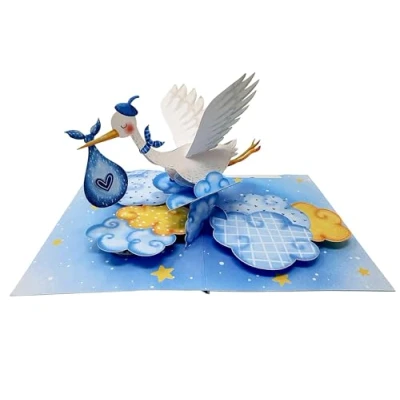 Abbildung von New Baby Blue Crane 3D Pop Up Karte, Geburtstagskarte, Handgemachte Grußkarte, Geschenk für Junge Mädchen, Glückwunschkarte, Beste Wünsche, Vogelkarte