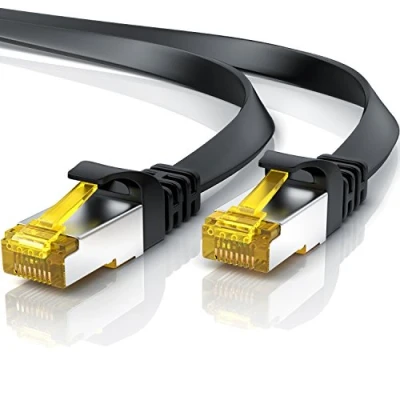 Abbildung von 3m CAT 7 Netzwerkkabel Flach Ethernet Kabel Gigabit Lan 10 Gbit S Patchkabel Flachbandkabel Verlegekabel Cat.7 Rohkabel FTP PIMF Schirmung mit RJ 45 Stecker Switch Router Modem