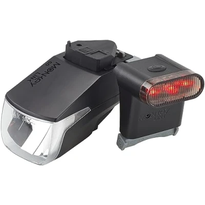 Abbildung von MonkeyLink Light 50 LUX SET RECHARGE Beleuchtungsset fürs Fahrrad, Fahrradzubehör (Fahrradbeleuchtung für vorne und hinten, magnetische Befestigung, fester Halt, mit StVZO Zulassung), Schwarz