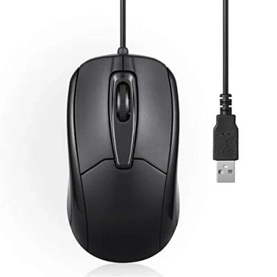 Abbildung von Perixx PERIMICE 209U Kabelgebunde USB Maus mit Scrollrad, geeignet für Links und Rechtshänder, zur Nutzung am Desktop PC Laptop, Schwarz