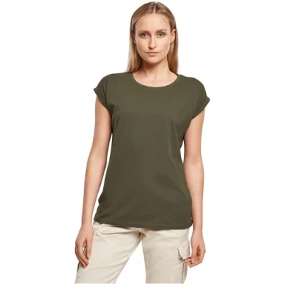 Abbildung von Build Your Brand Damen Ladies Extended Shoulder Tee T Shirt, Olive, XL