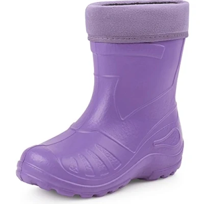 Abbildung von Ladeheid Kinder Gummistiefel mit Stulpe Regenstiefel für Jungen und Mädchen LA 972 (Violett/Schwarz, 22 EU)