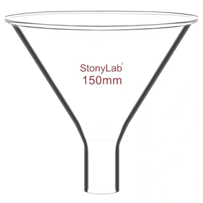 Abbildung von stonylab Glas Pulvertrichter, Heavy Wall Borosilikatglas Funnel Kurzer Stiel mit 150 mm oberem Durchmesser und 26 Vorbau Länge