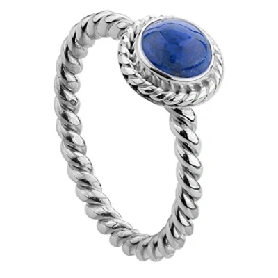 Abbildung von Nenalina Damen Ring Silberring besetzt mit 6 mm blauem Lapis Lazuli Edelstein, handgearbeitet aus 925 Sterling Silber, Gr. 52 212999 003