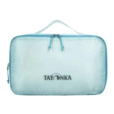 Abbildung von Tatonka Packwürfel SQZY Compression Pouch M (4L / 6L) Ultraleichte und platzsparende Packtasche mit Reißverschluss durchsichtig, komprimierbar PFC frei 29 x 18 8 cm (blau)