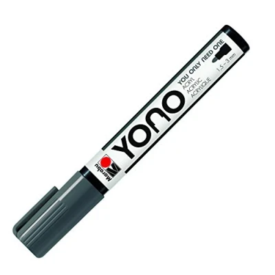 Abbildung von Marabu 12400103079 YONO Marker, Dunkelgrau 079, vielseitiger Acrylstift mit japanischer Rundspitze 1,5 3 mm, wasserbasiert, lichtecht und wasserfest, für nahezu alle Untergründe