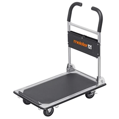Abbildung von Meister Plattformwagen &quot;cut off&quot; Klappbar Bis 150 kg Tragkraft Feststellbremse / Transporthilfe mit Lenkrollen Paketwagen Antirutsch Beschichtung Klappwagen aus Stahl 8985620
