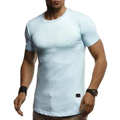 Abbildung von Leif Nelson Herren T Shirt Sommer Rundhals Ausschnitt (Blau, Größe XXL), Regular Fit 100% Baumwolle, Basic Männer Kurzarm