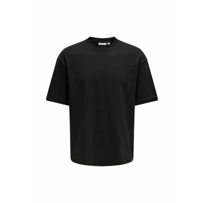 Abbildung von ONLY &amp; SONS Herren T Shirt Rundhals Oversize Fit Jersey Dropped Shoulder Design Top, Farben:Schwarz, Größe:XL