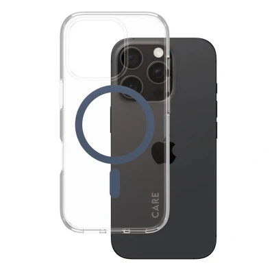 Abbildung von Apple iPhone 16 Pro Hülle MagSafe Recycelter Kunststoff PanzerGlass Hard Case/Backcover Handyhülle Blau Shockproof/Stoßfest