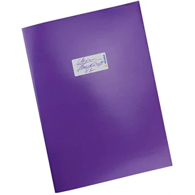 Abbildung von HERMA 19756 Heftumschlag A4 Karton Violett Lila, Hefthülle mit Beschriftungsfeld aus stabilem &amp; extra starkem Papier, Heftschoner für Schulhefte, farbig