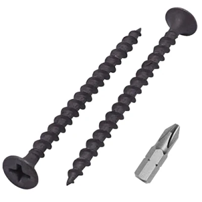 Abbildung von SKIR&#039;CO (50 Stück) Schwarz Phosphat Finish 3,5 x 55 mm Trockenbauschrauben Holzschrauben Kreuzschlitz Stiftkopf Gipskartonschrauben