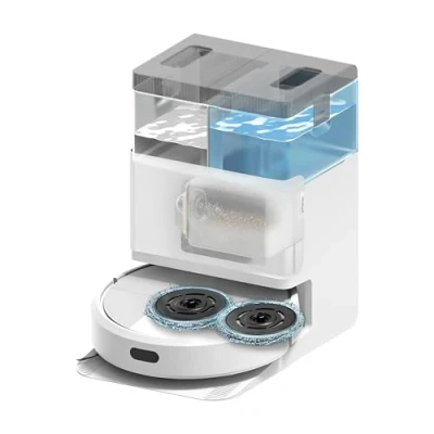 Abbildung von iRobot Roomba Plus 405 Combo Robot + AutoWash Dock Saugroboter mit Wischfunktion Clearview LiDAR 7000Pa DualClean Wischpads SmartScrub Teppicherkennung 75 Tage Entleerung Weiß