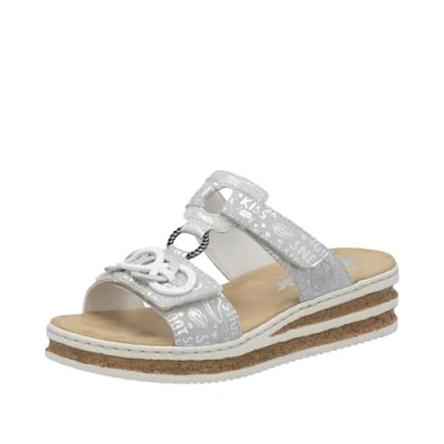 Abbildung von Rieker Pantolette flach, Damen, Größe: 37, Zilver Schuhe