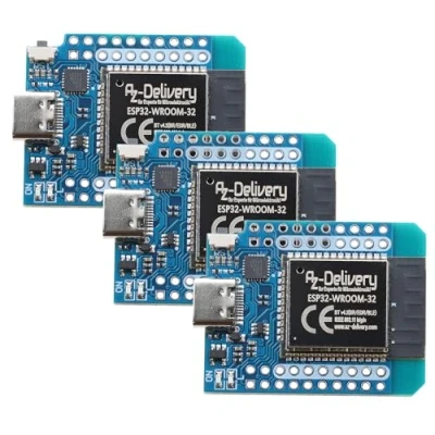 Abbildung von AZDelivery 3X ESP32 D1 Mini NodeMCU WiFi Modul ESP 32 Bluetooth Internet Entwicklungsboard mit USB C Anschluss kompatibel Arduino und Wemos inklusive E Book!