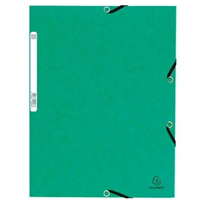 Abbildung von Exacompta 55303E Einschlagmappe. Aus extra starkem Colorspan Karton DIN A4 mit 3 Klappen und Gummizügen grün Sammelmappe Dokumentenmappe ideal für Büro Schule