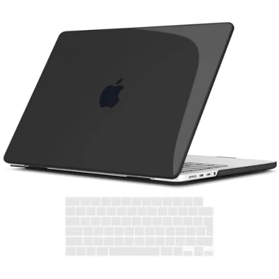 Abbildung von TECOOL Hülle für MacBook Pro 14 Zoll 2023 2021 Modell A2992 A2918 A2779 A2442 mit M3 M2 M1 Pro/Max Chip, Ultradünne Hartschale Schutzhülle Case u. EU QWERTZ Tastaturschutz, Kristallschwarz