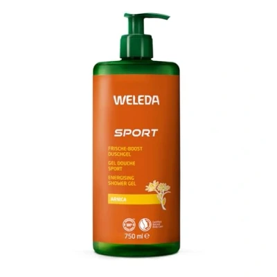 Abbildung von WELEDA Bio Sport XXL Duschgel vegan Naturkosmetik Arnika Dusche für Frauen &amp; Männer mit Rosmarin / Lavendel Duft Hautpflege Duschseife Pumpspender zur Gesicht Körper Reinigung (1x 750ml)