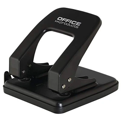 Abbildung von OFFICER PRODUCTS 18052511 05 Locher/bis 40 Blätter/Mechanismus und Gehäuse aus Metall/Kunststoffarm (ABS)/ Farbe: Schwarz/Rutschfeste Kunstsoffkappe für den Boden