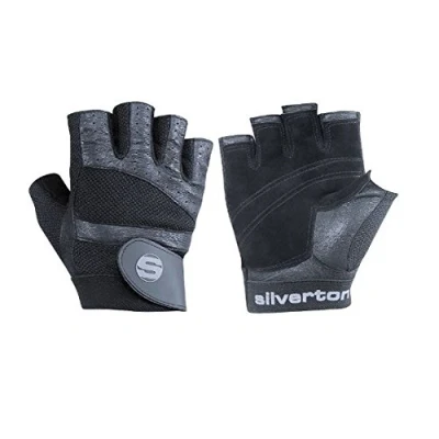 Abbildung von silverton PRO Plus Fitness Handschuhe Herren &amp; Damen, Verstellbarer Handgelenkverschluss, Hochwertige Ledereinsätze, langlebige Doppelnähte, Trainingshandschuhe,