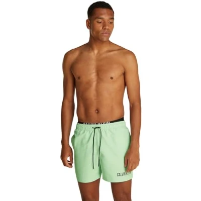 Abbildung von Calvin Klein Swimwear Medium Double Badeshorts, Herren, Größe: Small, Pastel green