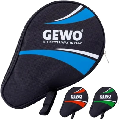 Abbildung von GEWO Rundhülle Master mit Ballfach Robuste Tischtennisschläger Hülle für einen Schläger und 3 Bälle Tischtennis Tasche gepolstertem Schlägerfach Einzel Tasche, 30cm, blau