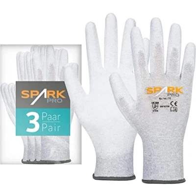 Abbildung von ACE Spark Pro Antistatik Handschuh 3 Paar Schutz Handschuhe für PC &amp; Elektronik EN 388/16350 11/XXL (3er Pack)