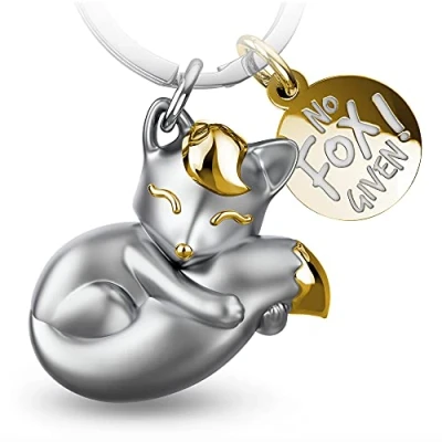 Abbildung von FABACH Fuchs Schlüsselanhänger Foxy mit Gravur Süßer Glücksbringer Charm für Frauen Geschenk Beste Freundin Geschenke Anhänger No fox given