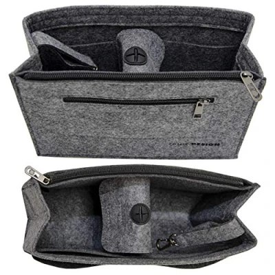 Abbildung von DuneDesign Handtaschen Organizer 27x10x16cm Filz Tasche Einsatz M Innentasche Grau