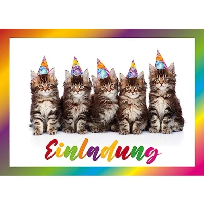 Abbildung von Edition Colibri 10 er Set KATZEN Einladungskarten zum Kindergeburtstag oder zur Motto Party (11138)