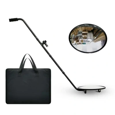 Abbildung von Home Care Wholesale Teleskop Inspektionsspiegel, Inspektionsspiegel für Fahrzeuge mit verstellbarem Griff, 360 Sicherheitsspiegel, LED Licht und 3 beweglichen Rädern