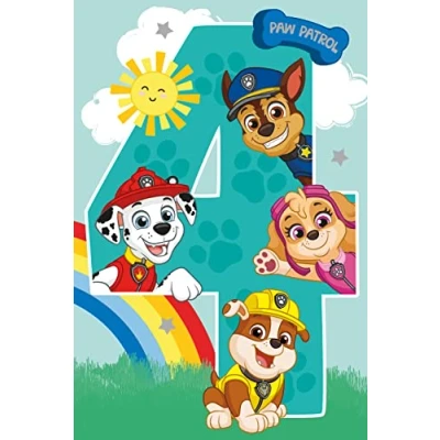Abbildung von Danilo Promotions LTD Geburtstagskarte zum 4. Geburtstag, Paw Patrol Geburtstagskarte, offizielle Karte