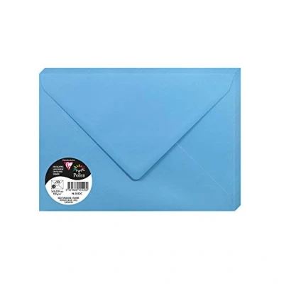 Abbildung von Clairefontaine 5552C Packung mit 20 Umschläge Pollen, Format C5, 162 x 229 mm, 120g, ideal für Korrespondenz und Einladungen, Karibikblau, 1 Pack